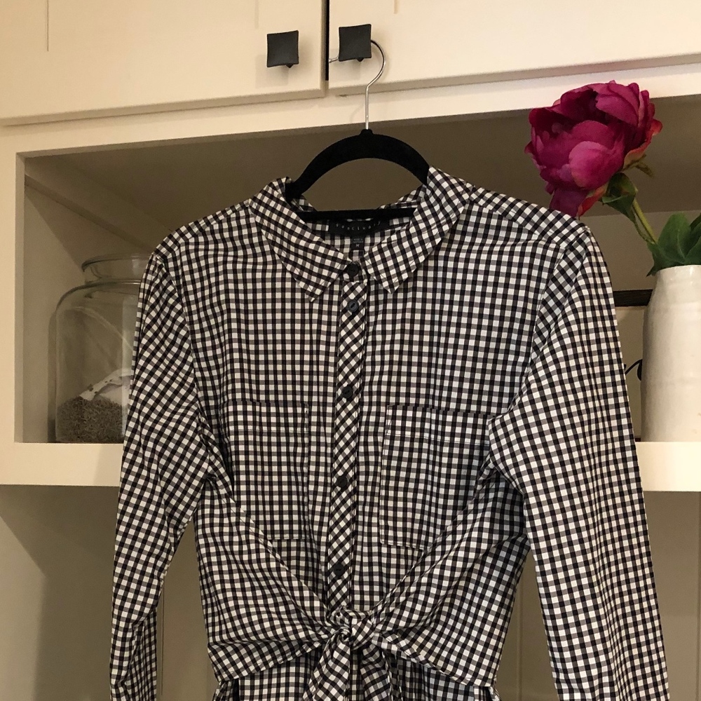 Sanctuary Black Gingham Wrap/Shirt Tunic/Dress NWT